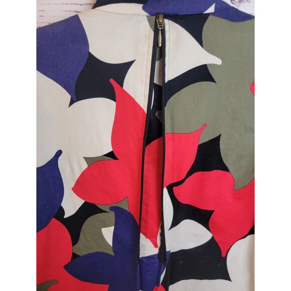 Multiples Red Floral Zip Front Relaxed Long Sleeve Jacket Women's Size Medium - Picture 10 of 12